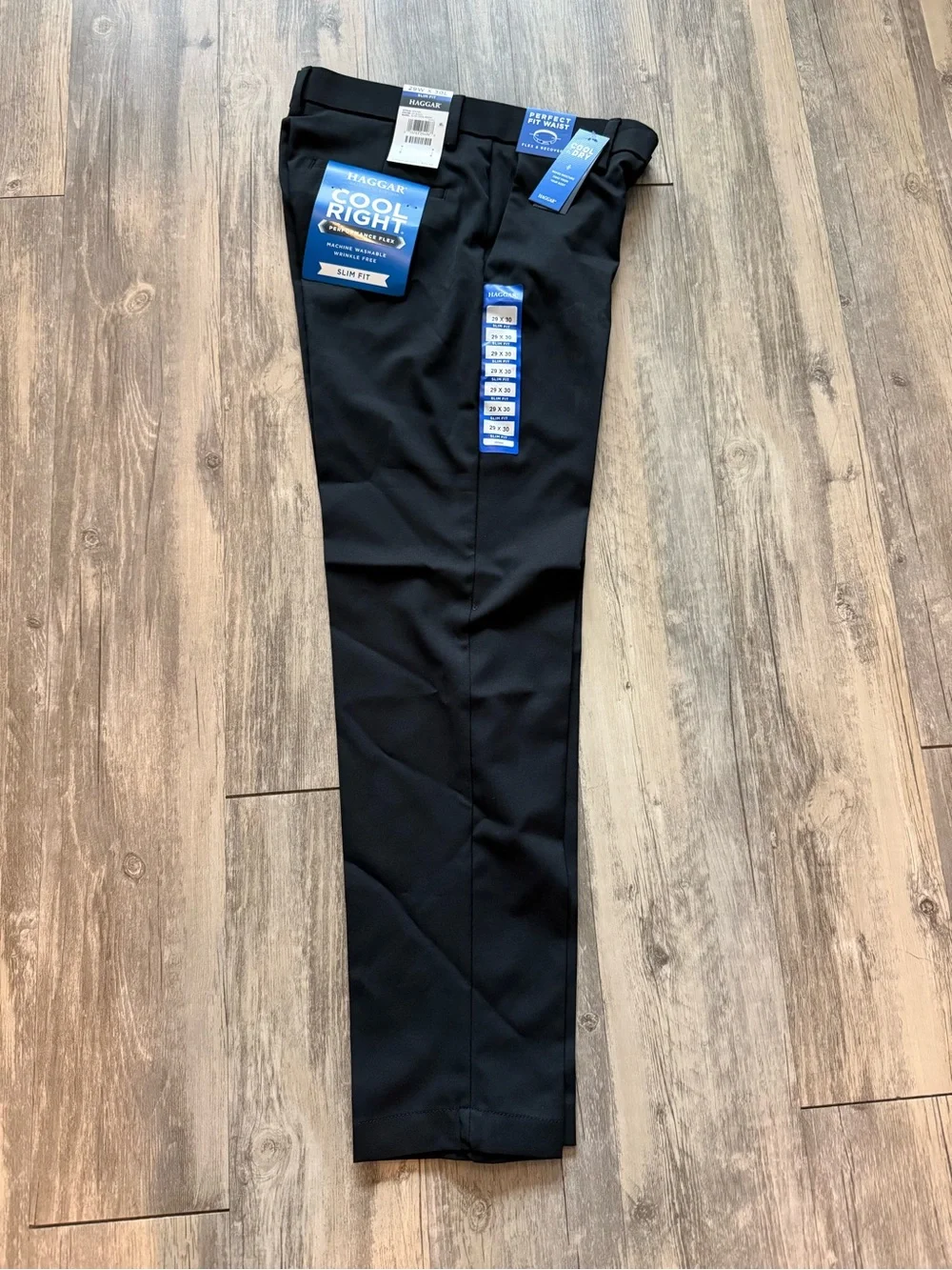 Haggar Black Men's Dress Pants - Straight Leg Performance Flex 29x30